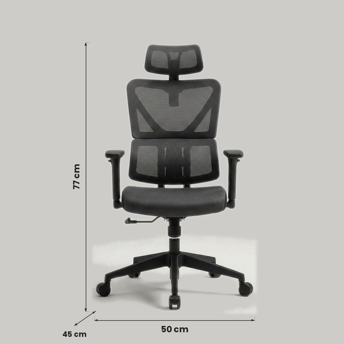 Cadeira Gamer Ergonômica - medidas: Altura 77cm, Largura 50cm, Profundidade 45cm