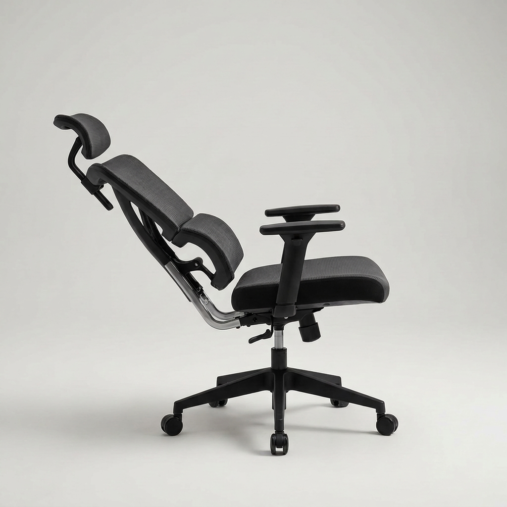Cadeira Gamer Ergonômica Reclinável - vista em ângulo em fundo neutro